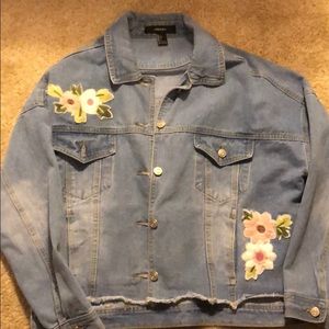 embroidered forever 21 jean jacket